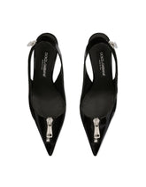 Polished calfskin slingbacks with zipper -  | Dolce & Gabbana