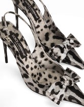 Leopard-print satin slingbacks -  | Dolce &amp; Gabbana