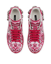 Majolica-print calfskin Portofino sneakers -  | Dolce &amp; Gabbana