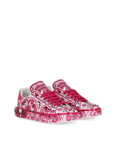 Majolica-print calfskin Portofino sneakers -  | Dolce &amp; Gabbana
