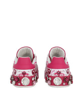 Majolica-print calfskin Portofino sneakers -  | Dolce &amp; Gabbana