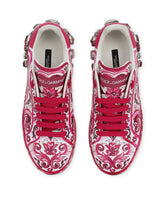 Majolica-print calfskin Portofino sneakers -  | Dolce &amp; Gabbana