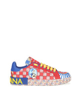 Calfskin nappa Portofino sneakers with Carretto print -  | Dolce & Gabbana