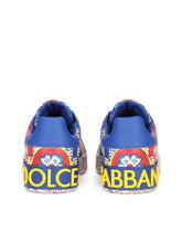 Calfskin nappa Portofino sneakers with Carretto print -  | Dolce & Gabbana