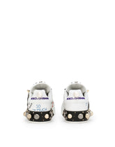 Printed calfskin nappa Portofino sneakers with patch and embroidery -  | Dolce & Gabbana