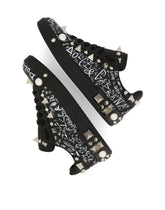 Printed calfskin Portofino sneakers with studs -  | Dolce &amp; Gabbana
