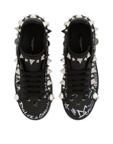 Printed calfskin Portofino sneakers with studs -  | Dolce &amp; Gabbana