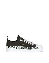 Calfskin Portofino light sneakers with logo-detailed plate and logo print -  | Dolce & Gabbana