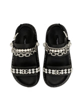 Calfskin sandals with embroidery -  | Dolce & Gabbana
