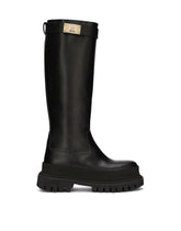 Calfskin boots with branded strap -  | Dolce &amp; Gabbana
