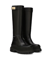 Calfskin boots with branded strap -  | Dolce &amp; Gabbana