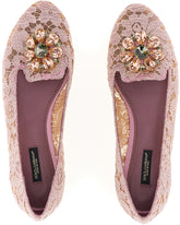 SLIPPER IN TAORMINA LACE WITH CRYSTALS -  | Dolce &amp; Gabbana