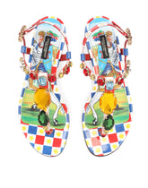 Carretto-print patent leather thong sandals with bejeweled appliqué -  | Dolce & Gabbana