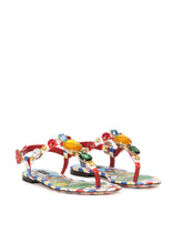 Carretto-print patent leather thong sandals with bejeweled appliqué -  | Dolce & Gabbana