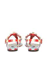 Carretto-print patent leather thong sandals with bejeweled appliqué -  | Dolce & Gabbana