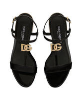 Polished calfskin sandals with DG logo -  | Dolce & Gabbana
