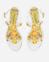 Patent leather sandals with stone embellishment -  | Dolce &amp; Gabbana