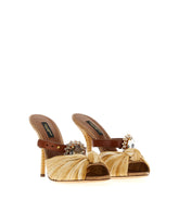 MULES IN TROPEA STRAW AND CALFSKIN WITH BEJEWELED BUCKLE -  | Dolce &amp; Gabbana