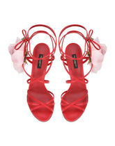 Nappa leather sandals with silk flower -  | Dolce & Gabbana