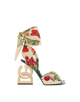 Printed fabric sandals with 3.5 heel -  | Dolce & Gabbana