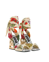 Printed fabric sandals with 3.5 heel -  | Dolce & Gabbana