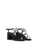 Polished calfskin sandals with rhinestone-adorned DG detail -  | Dolce & Gabbana