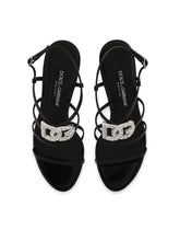 Polished calfskin sandals with rhinestone-adorned DG detail -  | Dolce & Gabbana