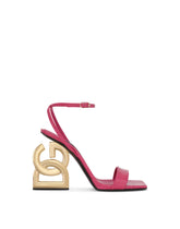 Crocodile-print calfskin sandals with DG pop heel -  | Dolce &amp; Gabbana