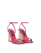 Crocodile-print calfskin sandals with DG pop heel -  | Dolce &amp; Gabbana