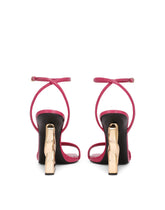 Crocodile-print calfskin sandals with DG pop heel -  | Dolce &amp; Gabbana