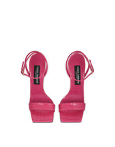 Crocodile-print calfskin sandals with DG pop heel -  | Dolce &amp; Gabbana