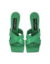 Crocodile-print calfskin mules with DG pop heel -  | Dolce &amp; Gabbana