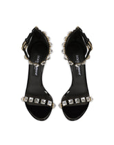 Polished calfskin sandals with rhinestones -  | Dolce &amp; Gabbana