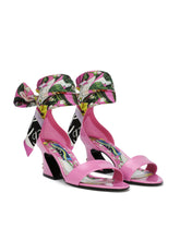 Patent leather sandals with printed fabric and DG logo -  | Dolce & Gabbana