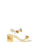 Patent leather sandals with stone embellishment and painted heel -  | Dolce &amp; Gabbana