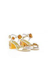 Patent leather sandals with stone embellishment and painted heel -  | Dolce &amp; Gabbana