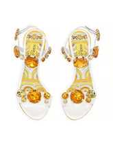 Patent leather sandals with stone embellishment and painted heel -  | Dolce &amp; Gabbana