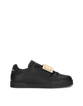 Calfskin Portofino sneakers with branded tag -  | Dolce & Gabbana
