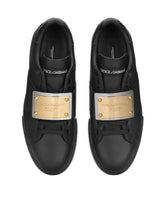 Calfskin Portofino sneakers with branded tag -  | Dolce & Gabbana