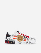 Portofino calf leather sneakers with patch -  | Dolce &amp; Gabbana