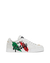 Calfskin Portofino Light sneakers with print -  | Dolce & Gabbana