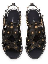 NS1 SANDALS IN COWHIDE WITH STONE EMBROIDERY -  | Dolce & Gabbana