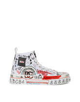 Hand-painted graffiti canvas Portofino Light mid-top sneakers -  | Dolce & Gabbana