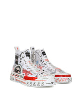 Hand-painted graffiti canvas Portofino Light mid-top sneakers -  | Dolce & Gabbana
