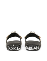 Rubber beachwear sliders with embroidery -  | Dolce &amp; Gabbana