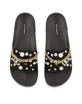Rubber beachwear sliders with embroidery -  | Dolce &amp; Gabbana