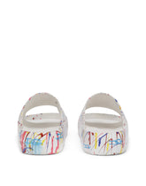 Beachwear sliders with color splash print -  | Dolce & Gabbana