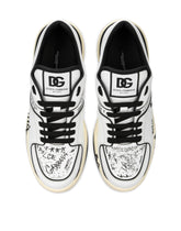 Graffiti-print calfskin New Roma sneakers -  | Dolce & Gabbana