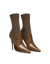 Polished calfskin and jersey booties -  | Dolce & Gabbana