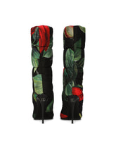 Quilted nylon ankle boots with rose print -  | Dolce & Gabbana